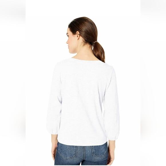 Daily Ritual NEW Pima Cotton Modal Heathered Gray Knit Poof 3/4 Sleeve Top XL - Picture 10 of 12